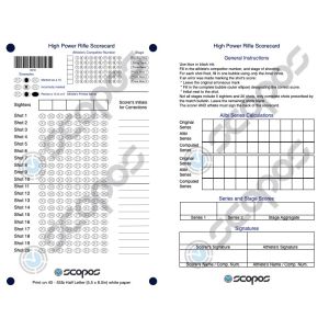 High Power Rifle Scorecards Downloadable File