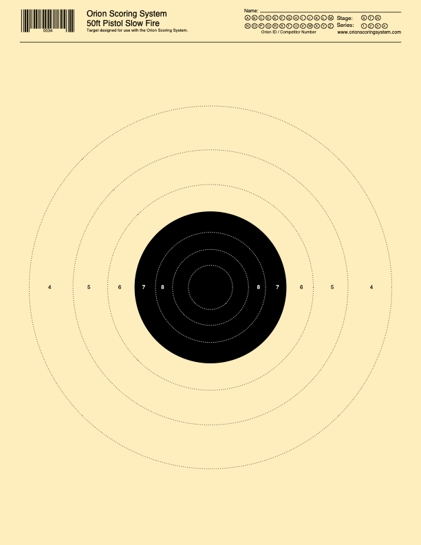 50ft Conventional Pistol Slow Fire Targets - Scopos