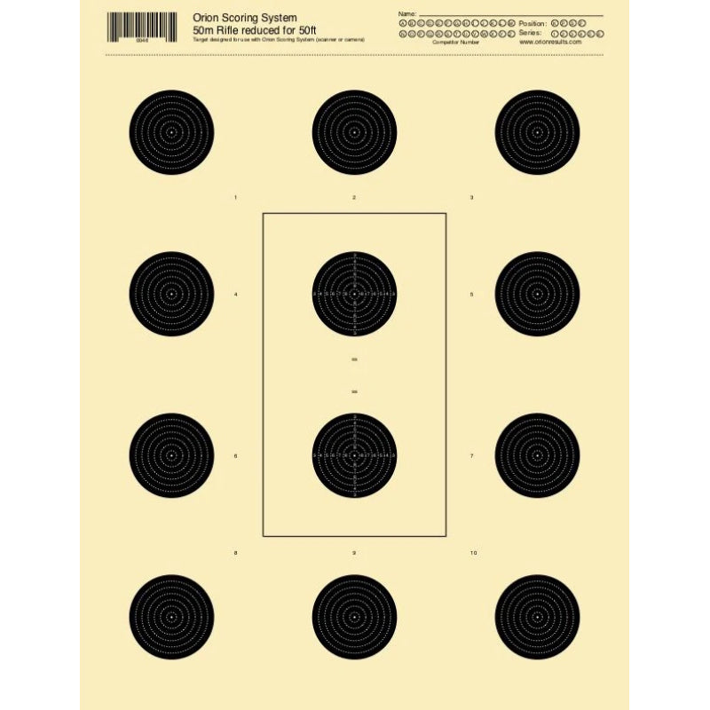 50m Rifle reduced for 50ft 12 Bull Targets - Scopos