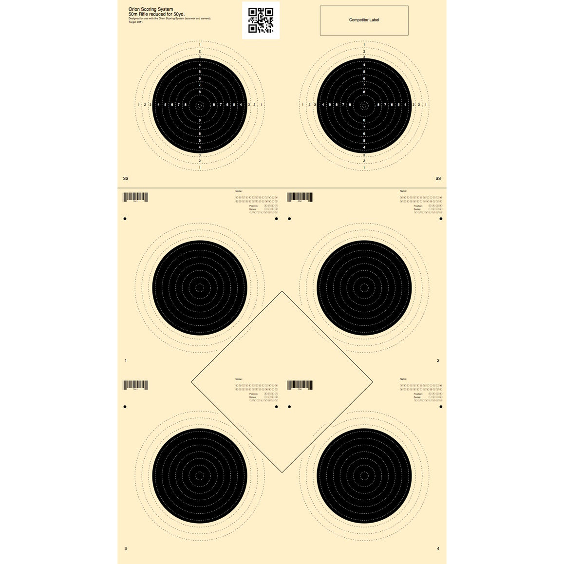 50m Rifle Reduced for 50yd 6 Bull Target - Scopos