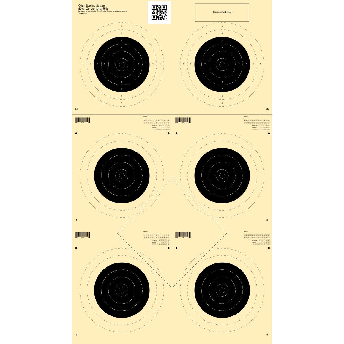 Target Bulsize 50yd Conventional Rifle 6 Bull Target - Scopos